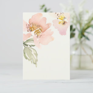 Tomt budget rosa vattenfärg blommig bröllop inbjudningar