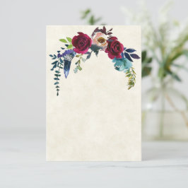 Tomt budget Rött boho blommig bröllop Inbjudningar