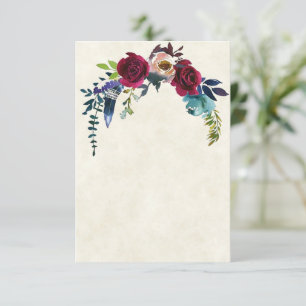 Tomt budget Rött boho blommig bröllop Inbjudningar