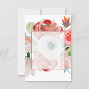 Tomt budget rött och rosa blommig bröllop inbjudningar