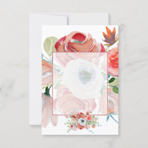 Tomt budget rött och rosa blommig bröllop inbjudningar