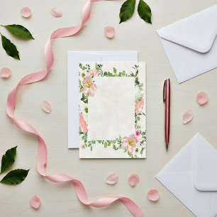 Tomt budget Vacker rosa blomster ram bröllop Inbjudningar