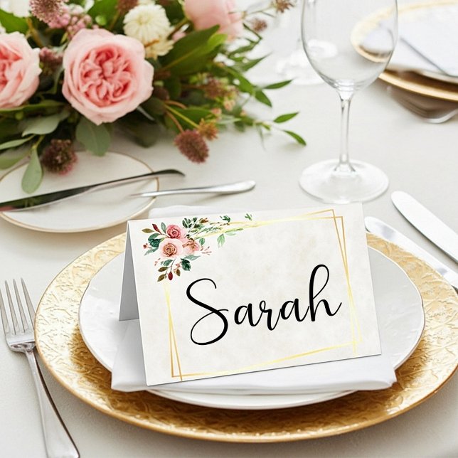 Tomt budget Vacker rosa och guldbröllop   Placeringskort (Skapare uppladdad)