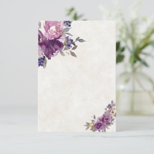 Tomt budget Violett akvarell blommande bröllop Inbjudningar