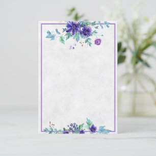 Tomt budget Violett akvarell blommande bröllopsinb Inbjudningar