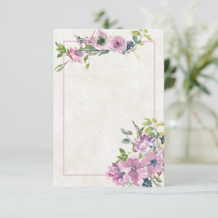 Tomt budget Violett akvarell blommande bröllopsinb Inbjudningar