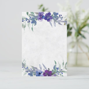 Tomt budget Violetta och blåa blommiga bröllop Inbjudningar