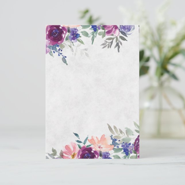 Tomt budget Violetta och orangea blommiga bröllop  Inbjudningar (Stående Fram)