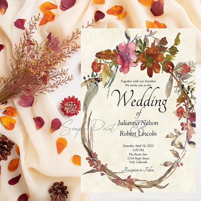 Tomt budget Watercolor Boho blomsterbröllop  Inbjudningar (Skapare uppladdad)