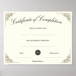 Tomt certifikat för avslutad utbildning med eget l poster