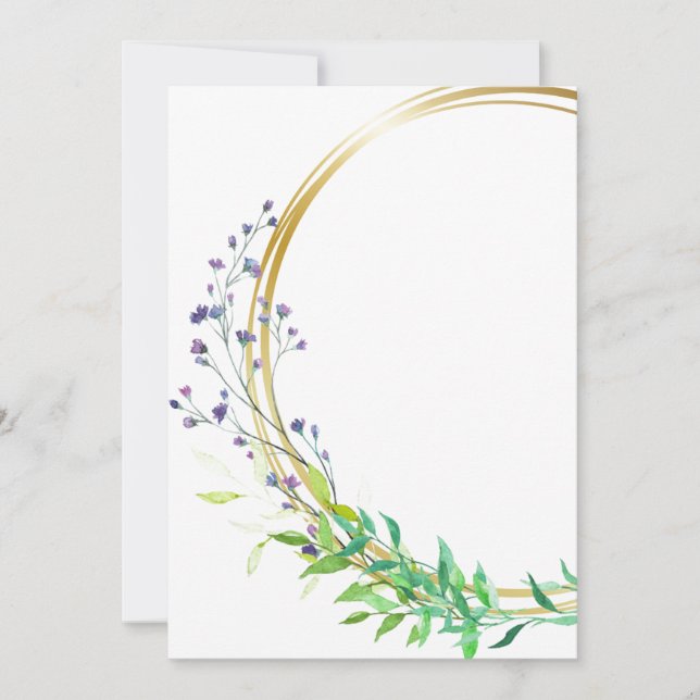 Tomt design med blå blommor i spray inbjudningar (Framsida)
