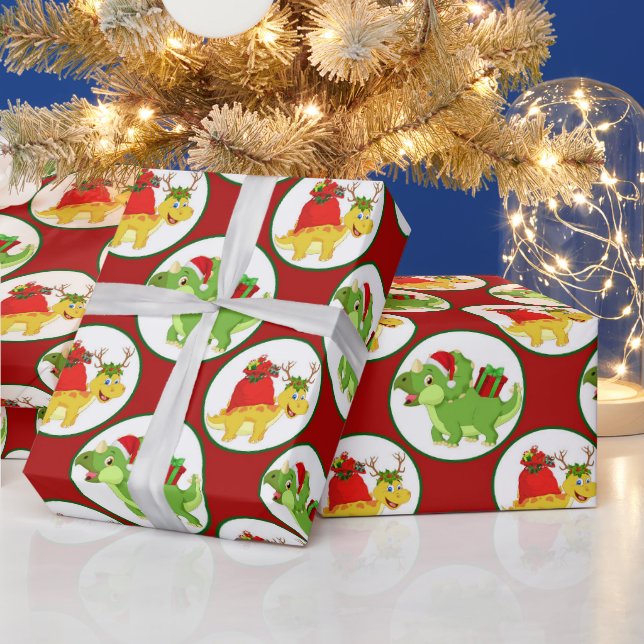 Tomt för julldinosaur mönster party presentpapper (Helgdagar)