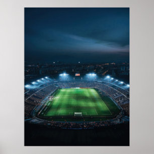 Tomt fotbollsstadion på natten poster