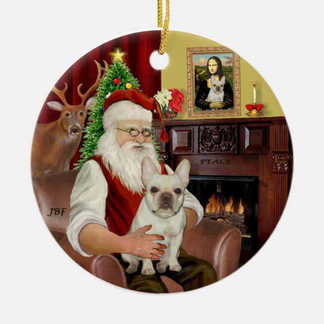 Tomt-Fransk Bulldog 1 Julgransprydnad Keramik (Framsidan)