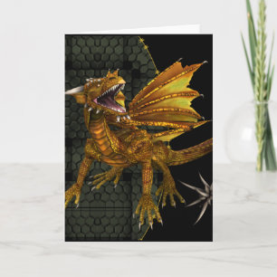 Tomt gratulationskort för gyllene dragon Fantasy Kort