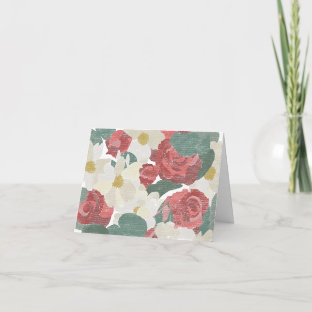 Tomt gratulationskort för Hand plockade Blommigt Tack Kort (Framsida)