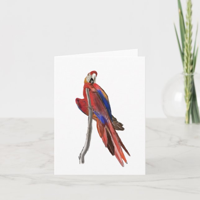 Tomt gratulationskort med Scarlet Macaw-design Tack Kort (Framsida)