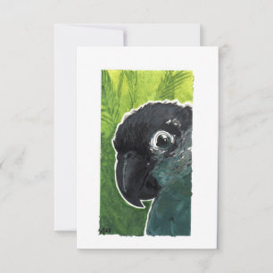 Tomt - Grönt Cheek Conure Watercolor Tack Kort