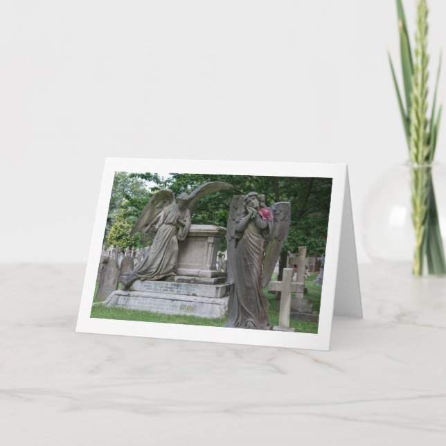 Tomt Hälsning-kort: Änglar med blomma Kort (Framsida)