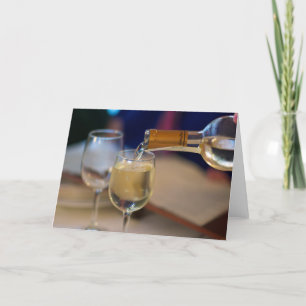 Tomt hälsningkort med det hällande fotoet för vin kort