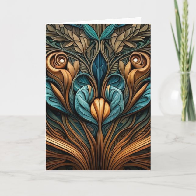 Tomt hälsningskort för art nouveau 3 kort (Framsida)