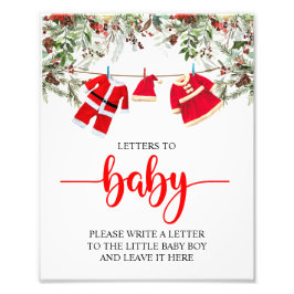 Tomt jul, babyskor Brev till Baby-tecken Fototryck