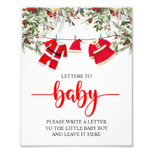 Tomt jul, babyskor Brev till Baby-tecken Fototryck