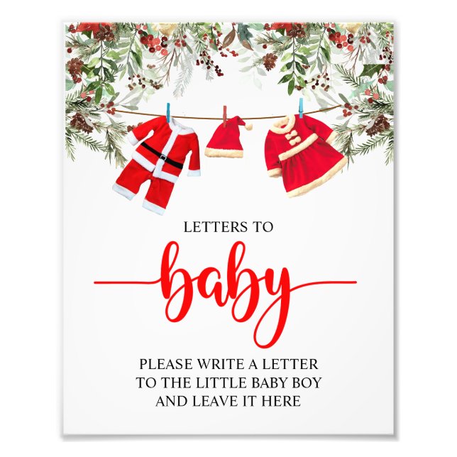 Tomt jul, babyskor Brev till Baby-tecken Fototryck (Framsidan)