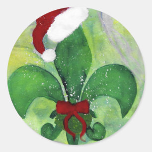 Tomt jul Fleur de lis Helgdag Card Runt Klistermärke