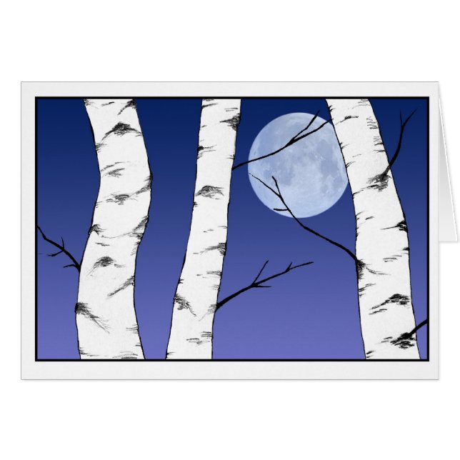 Tomt julkort för Solstice Birches Blank Card Hälsningskort (Framsidan Horizontal)