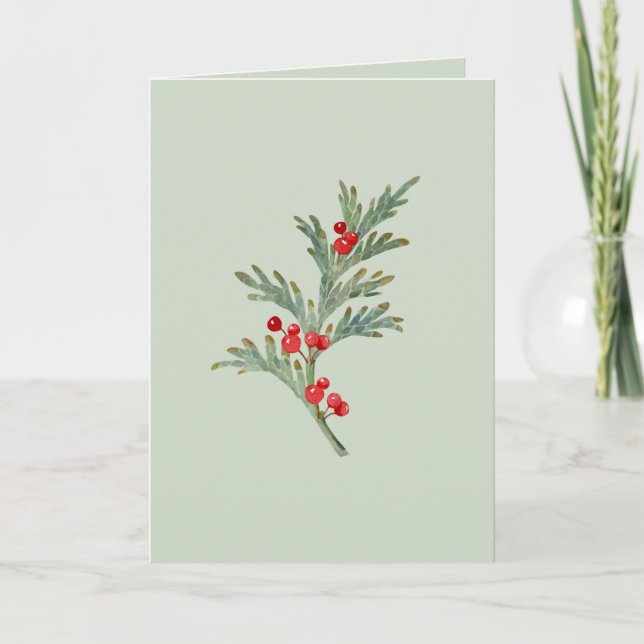 Tomt julkort med vattenfärg Juniper Inbjudan (Framsida)