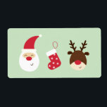 Tomt, julstrumpor och renar fraktsedel<br><div class="desc">En bra etikett med tomten,  en julklapp och en renare. © Mood 4 Cute</div>