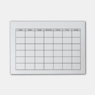 Tomt kalenderraster post-it block