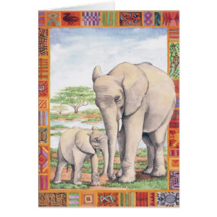 Tomt kort för elefant och för baby