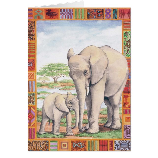 Tomt kort för elefant och för baby (Framsidan)