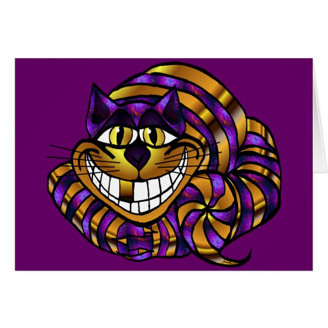 Tomt kort för guld- Cheshire katt (Framsidan Horizontal)