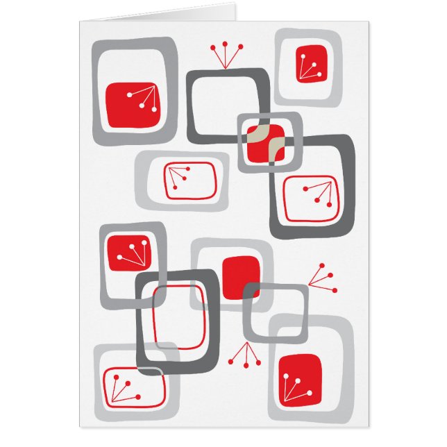 Tomt kort för Retro Red Cherry-kvadrater (Framsidan)