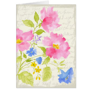 Tomt kort för rosa blommigt