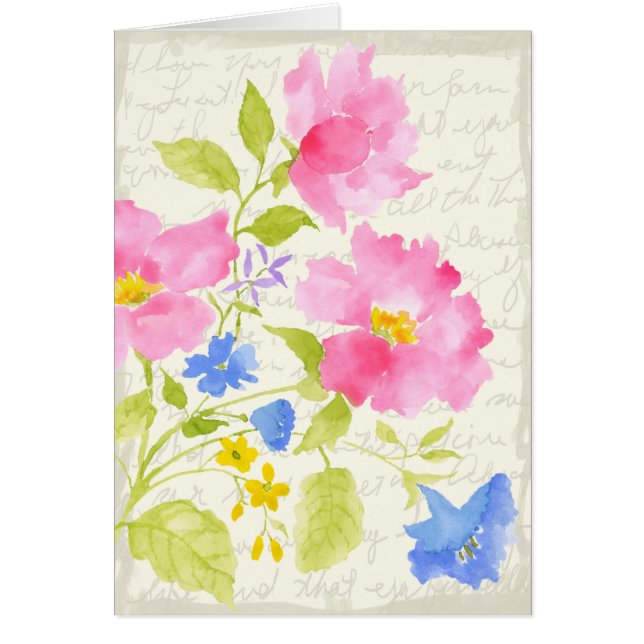 Tomt kort för rosa blommigt (Framsidan)