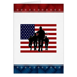Tomt kort för USA flaggasoldatSilhouette