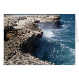 Tomt kort med bild av Djävulen Bridge i Antigua