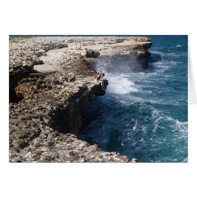 Tomt kort med bild av Djävulen Bridge i Antigua (Framsidan Horizontal)