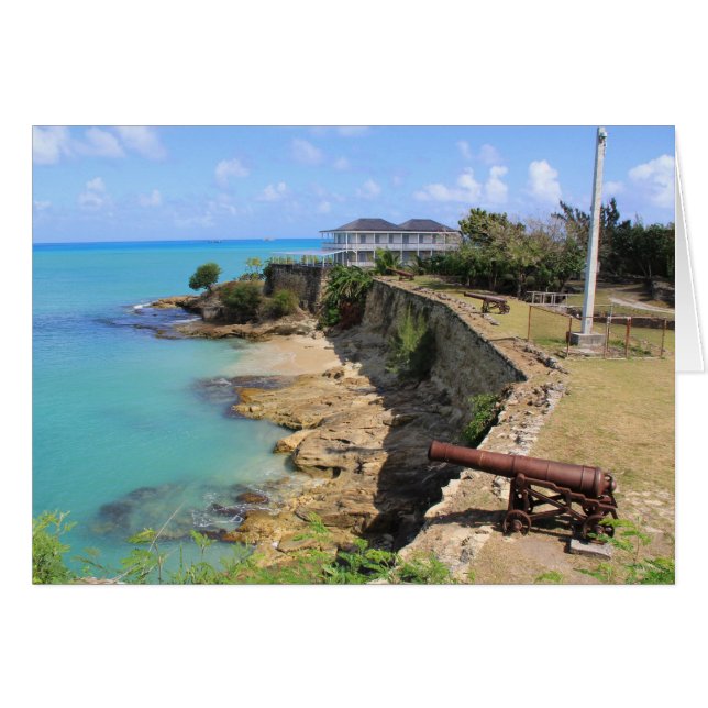 Tomt kort med bild av Fort James i Antigua (Framsidan Horizontal)