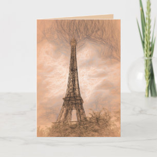 Tomt kort med Eiffel Torn Digital Art Sketch