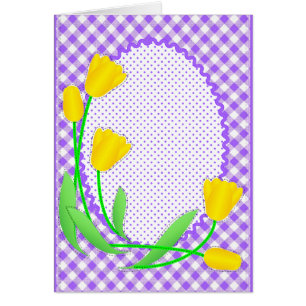 Tomt kort med Gingham och Tulips