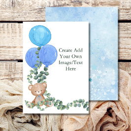 Tomt Lägg Till Din Egen Oh Pojke Björn Ballong Euk Inbjudningar