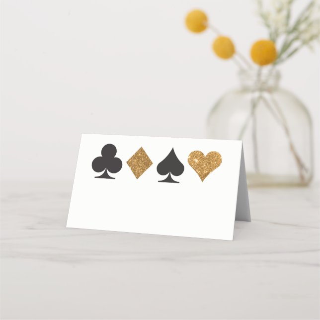 Tomt Las Vegas Guld Faux Glitter-platskort Placeringskort (Framsida)
