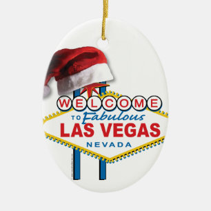 Tomt Las Vegas-tecken Julgransprydnad Keramik