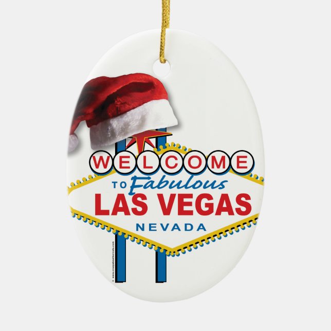 Tomt Las Vegas-tecken Julgransprydnad Keramik (Framsidan)
