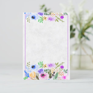 Tomt lila och blått vattenfärg blommig vigsel jag inbjudningar